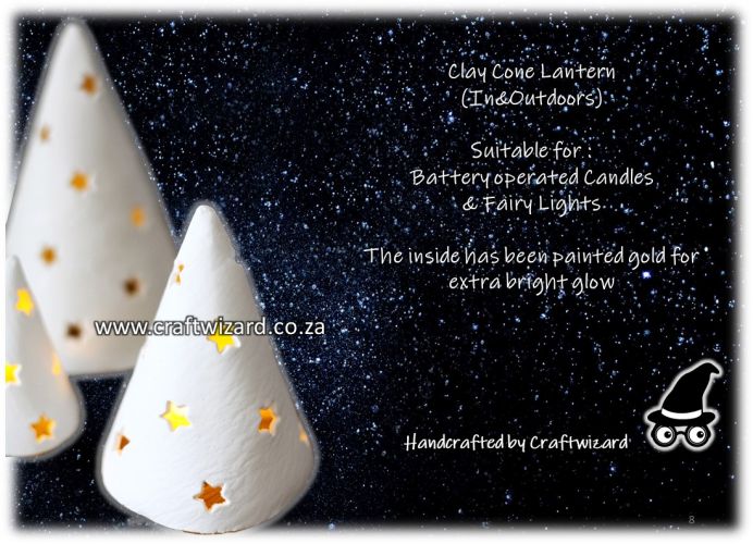 Customizable air-dry clay cone trees with star cutouts, ready to be painted for Christmas decor.